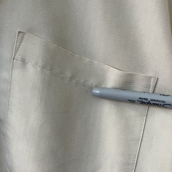 Vintage Oscar de la Renta Button Up Shirt Mens Yellow Neutral Camp Summer - Picture 3 of 7